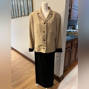 NWT KASPER ASL BEIGE & BLACK TWO PIECE MAXI SKIRT SUIT